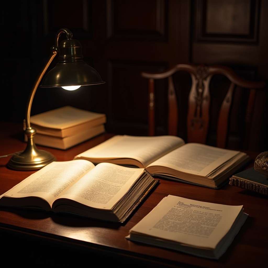 Research desk with behavioral finance books and notes, representing the academic foundation of the course