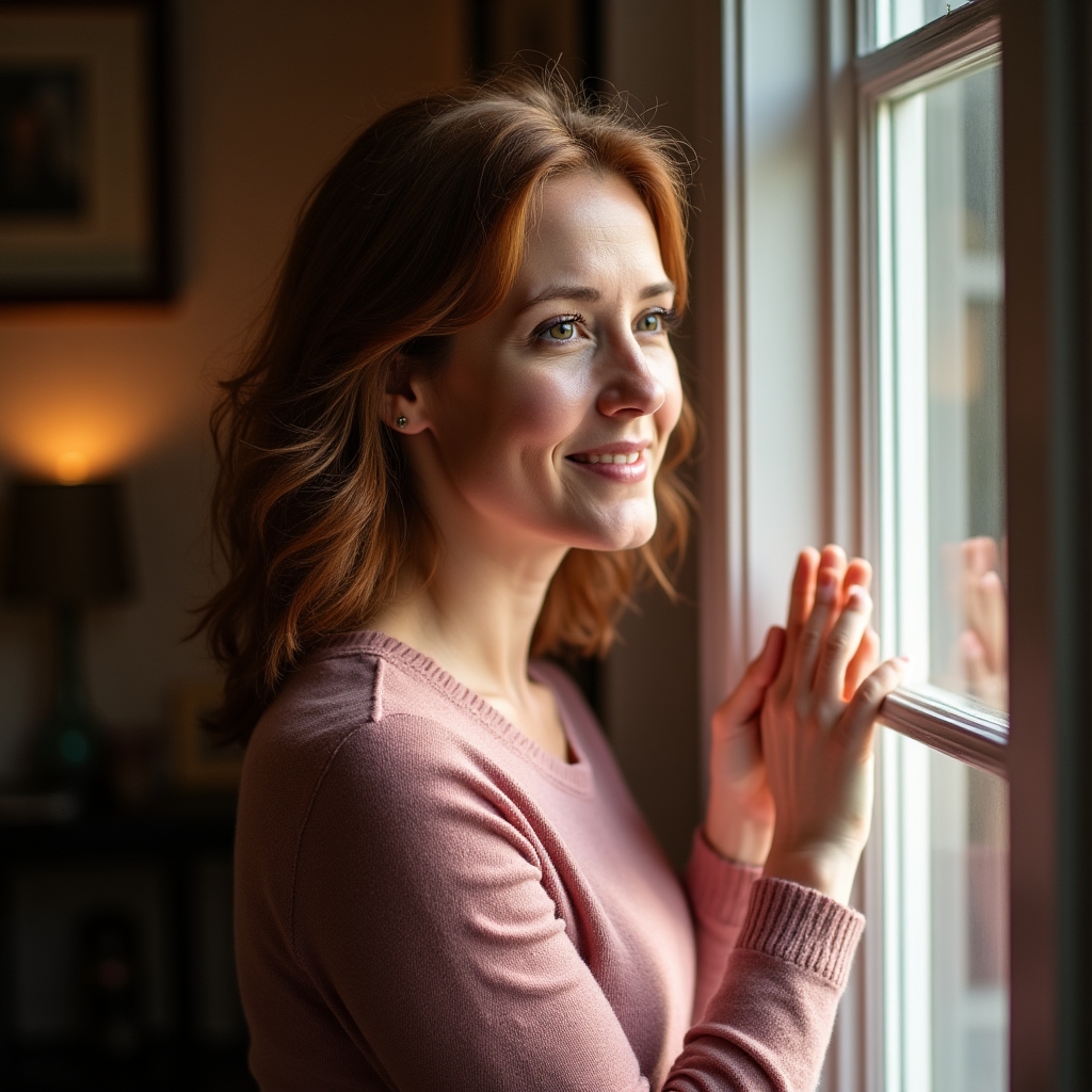 Thoughtful person sitting near a window, looking reflective, representing self-examination and personal insight